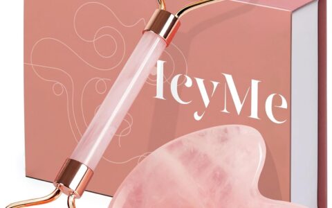 BAIMEI 男女皆宜 护肤瘦脸 玉石按摩滚轮+刮痧板套装特卖！缓解浮肿和泛红，淡化皱纹，2款可选