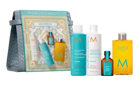 Moroccanoil 保湿修护系列  洗发水+护发素+小瓶发油+沐浴露+化妆包 套装 特卖+包邮！