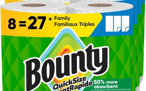 Bounty Quick-Size  白色厨房纸特卖！8大卷=27普通卷！