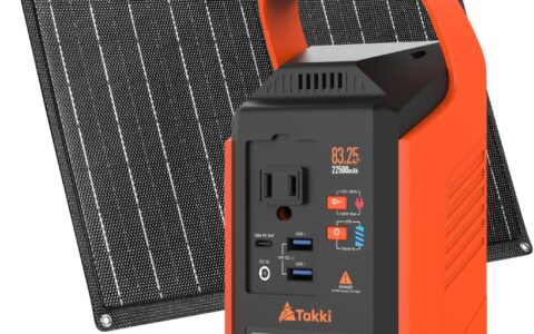 超低价！Takki 83Wh 便携式备用电源 + 21W 太阳能板套装特卖+包邮！带照明灯