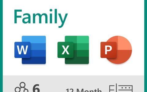 Microsoft 365 Family 家庭版 12个月订阅 Office应用程序 特卖！可供6人使用，每人1TB 云存储