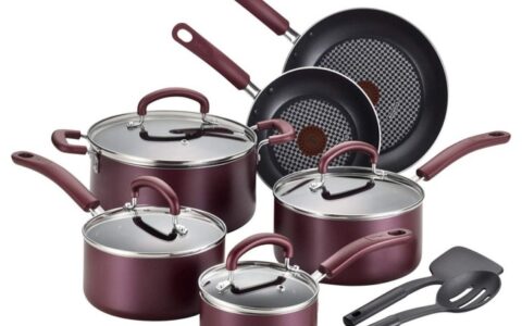 历史低价！T-fal  B130SC 彩色豪华红点硬钛不粘锅12件套特卖+包邮！