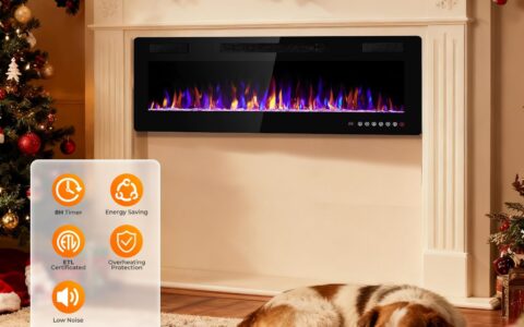 美观实用！RWFLAME 60英寸 超薄低噪音 嵌入式/壁挂式电暖壁炉特卖+包邮！火焰颜色和速度可调