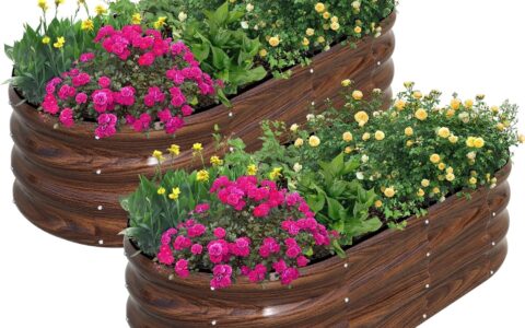 SnugNiture 椭圆形 镀锌户外高架花园床/种植箱 2件套特卖+包邮！用于种植植物和蔬菜