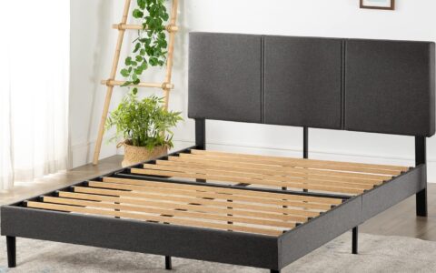 超低价！ZINUS Cambril 带软垫床头板+床架特卖+包邮！Queen size