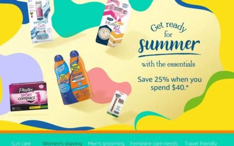 亚马逊夏日用品大促！防晒、男女脱毛剃须品、卫生巾护垫、旅行用品等满40额外7.5折！