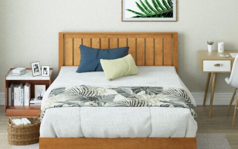 Zinus Alexis Deluxe 12英寸 实木床架+床头板特卖+包邮！Queen Size