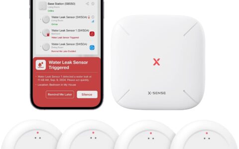 历史低价！X-Sense Wi-Fi SWS0A41 防水超薄 智能检测漏水报警器套装特卖+包邮！