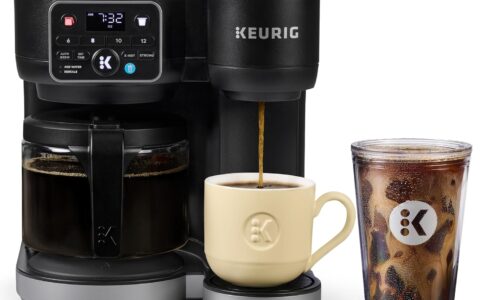 Keurig K-Duo 单杯 + K-Cup 12杯量玻璃咖啡壶 2合1一体咖啡机特卖+包邮 ！可用咖啡粉或胶囊