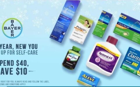 德国拜尔 Bayer 成人儿童日常药品/保健品等4折起+满40再减10加元！包括阿司匹林，维C泡腾片，感冒发烧药