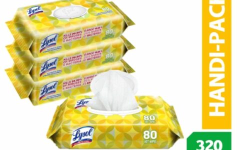 Lysol 便携式消毒湿巾特卖！4包320只