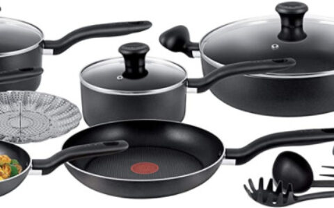 手慢无！法国 T-Fal 红点不粘锅具18件套新低清仓+包邮！蒸煮炒全包，超实用