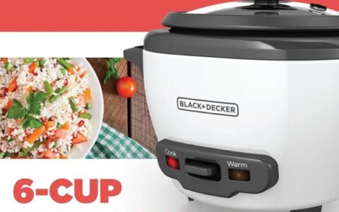 超低价！BLACK+DECKER  6杯量二合一电饭煲特卖！送蒸篮