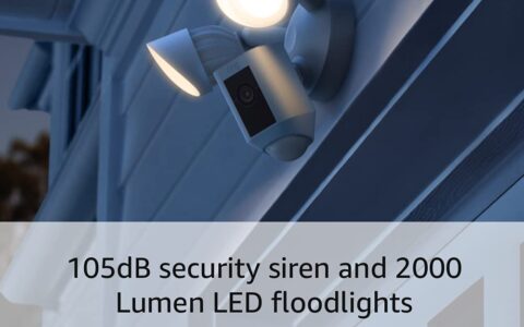 历史低价！Ring Floodlight 安防摄像头（超亮感应泛光灯/双向语音/警笛) 特卖+包邮！黑白2色可选！