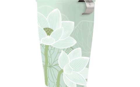 美国顶级茶品 Tea Forte KATI 双层隔热保温陶瓷茶杯冲泡套装特卖 ! 淡雅莲花版