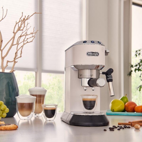 DeLonghi Dedica Deluxe Espresso Machine EC685BK (White) – Home Coffee Solutions