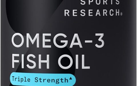 Sports Research 三倍强度 Omega 3 鱼油补充剂（1250毫克 x 90粒）特卖！ 无打嗝成分，为心脏、大脑和免疫系统提供支持