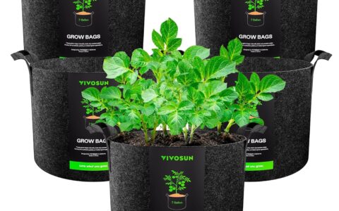 历史低价！VIVOSUN  加厚无纺布  结实耐用 带提手 种植袋/花盆（5件装）特卖！ 7加仑/1加仑等 多种大小可选