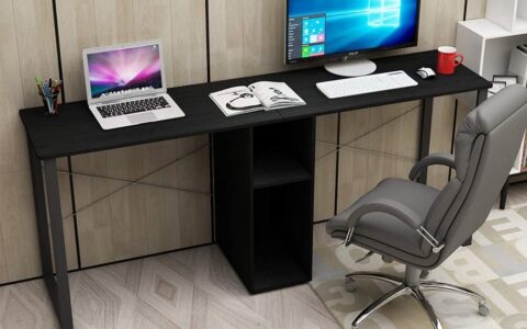 sogesfurniture 大型双人带储存架电脑桌/办公桌特卖+包邮！点击coupon再减，3色可选！