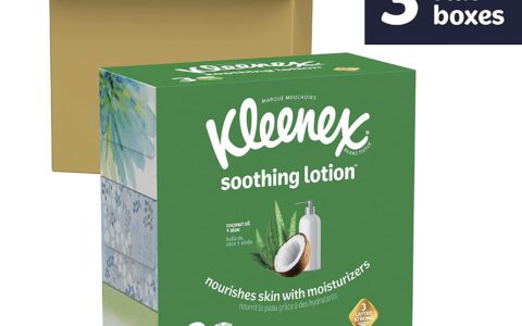 Kleenex 舒缓乳液面巾纸 3盒套装（每盒110张）特卖！超柔软、含润肤椰子油/芦荟/维生素E