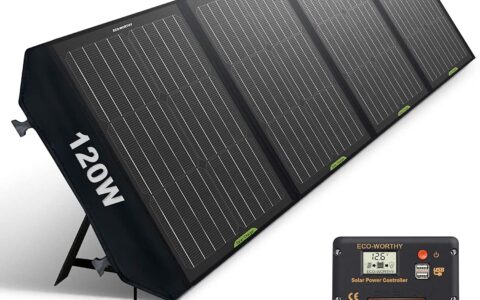 仅今天！历史低价！ECO-WORTHY 便携式 120W 可折叠太阳能充电板特卖+包邮！带过充保护