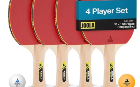 超低价！JOOLA 室内/室外 家庭高级乒乓球拍套装特卖+包邮！4副球拍、10个球和便携袋
