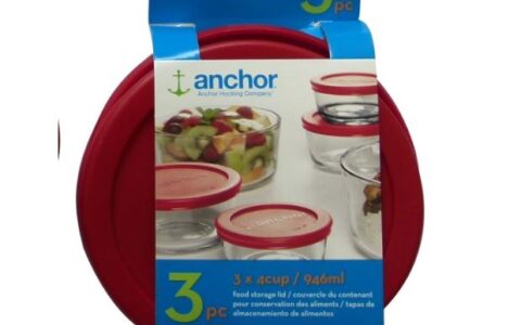 白菜价！Anchor Hocking 玻璃碗替换盖子3件套特卖！红色，4杯大