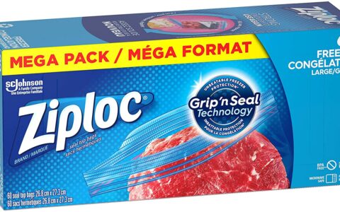 Ziploc 大号密封食品冷藏袋（60只）特卖+5个额外9.5折（可拼单）！