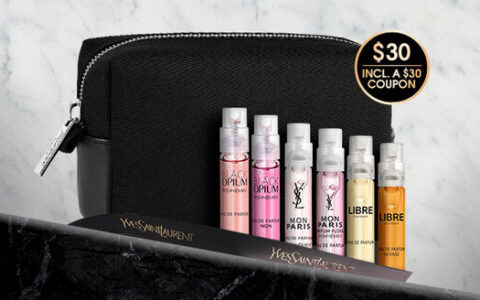 超值！YSL 美妆官网这款女士香水套装送等值现金券+全场满送价值120加元6件套大礼包！