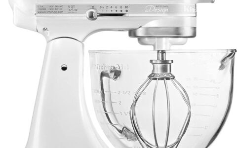 历史低价！KitchenAid Artisan 5夸脱多功能厨师机特卖+包邮！配玻璃搅拌碗，10挡变速，珍珠白