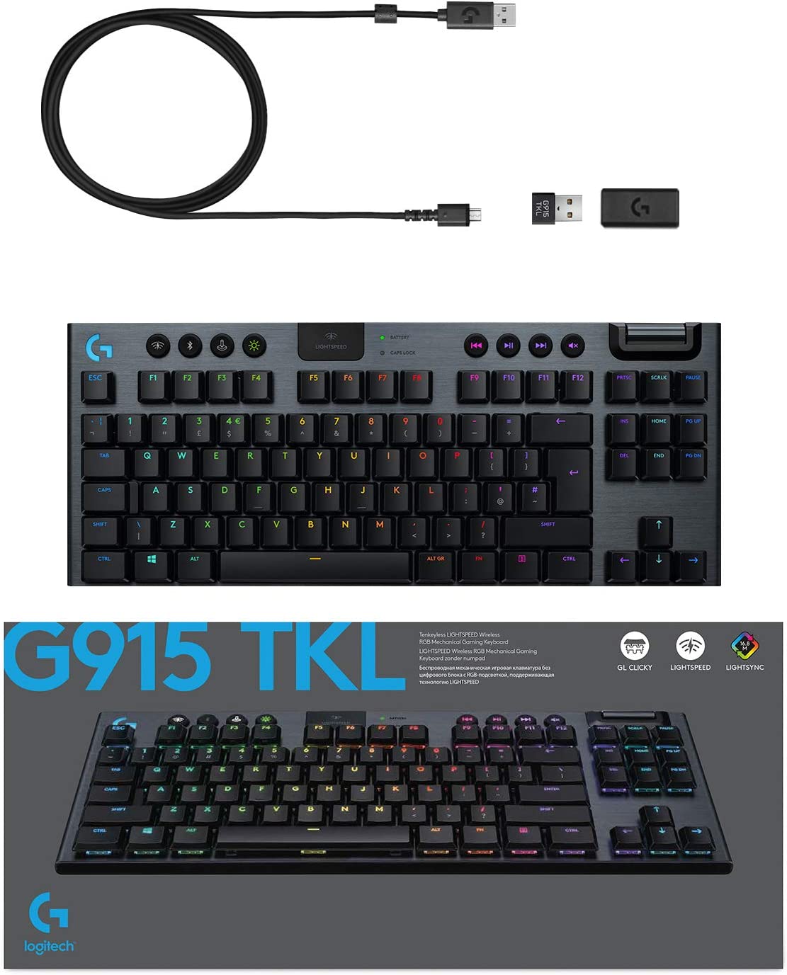 Logitech 罗技G915 TKL 无线RGB 超薄机械键盘特卖+包邮！两色可选！_A_