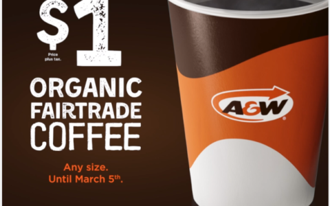 A&W 一整月只需$1 可以喝任意大小杯的咖啡