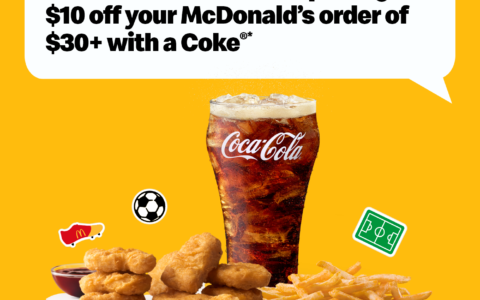 麦当劳 McDonald’s 庆祝世界杯大优惠！ 买满$30就立减$10！