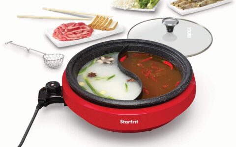 Starfrit 3.2夸脱 1200瓦 岩石不粘涂层鸳鸯电火锅特卖+包邮！