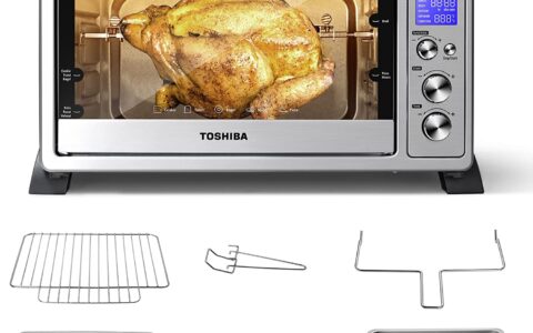 Toshiba 东芝 AC25CEW-SS  10合一 不锈钢数控对流烤箱特卖+包邮！送6个配件！可串烤整只鸡/12英寸披萨/3份牛排