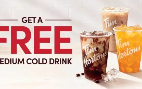 Tim Hortons 优惠：免费领中杯冷饮 + 10粒Timbits球仅需$1 