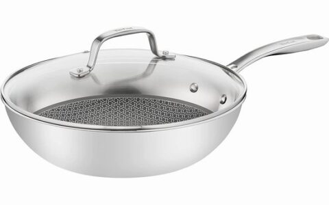 T-Fal Hybrid Mesh 蜂窝不锈钢28厘米不粘锅中式深炒锅特卖+包邮！