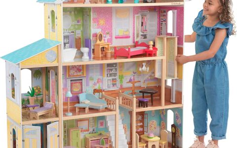 历史低价！KidKraft Majestic Mansion 经典木制娃娃屋/大型四层八房玩具屋带家具特卖+包邮！可容纳芭比娃娃