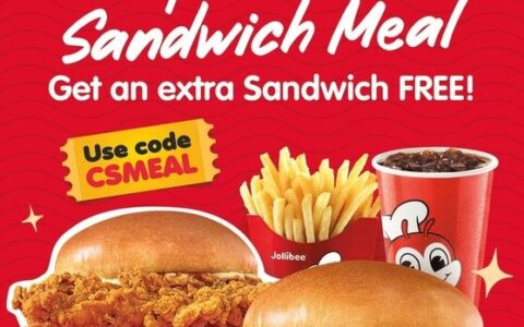 Jollibee 加拿大 快餐店 买一份炸鸡套餐 额外送一个炸鸡汉堡！