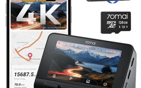历史低价！小米 70mai A800SE 4K超高清 前后双录 行车记录仪特卖+包邮！内置Wi-Fi 6，超级夜视，ADAS，附送128GB 卡