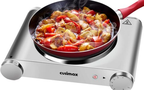 手慢无！Cusimax 1500W 不钢锈便携式单燃烧器/电炉灶特卖+包邮！可调温控，过热保护，自动关闭