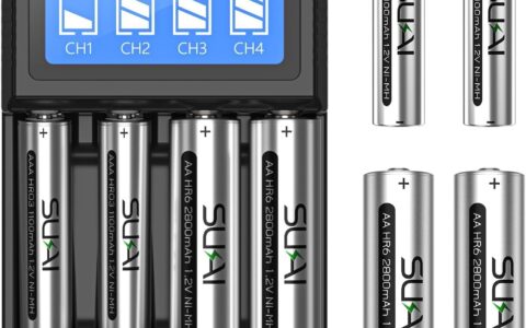 白菜价！SUKAI 带LCD快速AA AAA电池充电器+ 送8个充电电池 超值套装特卖！