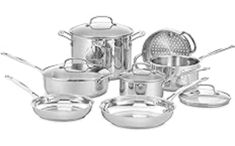 Cuisinart Chef's Classic 不锈钢锅具 11 件套特卖+包邮！烤箱550度安全，可冷冻