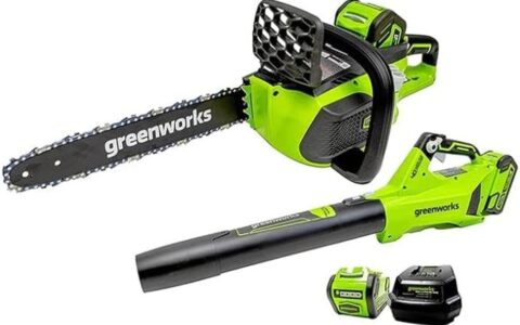 历史最低价！Greenworks 1314802HD 40V 14英寸无绳链锯 + 吹叶机 2件套装特卖+包邮！带电池和充电器