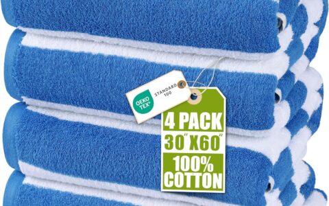Utopia Towels 4件套 条纹沙滩巾/浴巾/毛巾（30x60英寸）超值特卖！多款可选