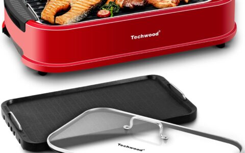 Techwood 升级版无烟电烤炉特卖+包邮！麦饭石烤盘，带过滤油烟系统，室内安全使用！